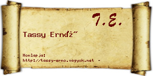 Tassy Ernő névjegykártya